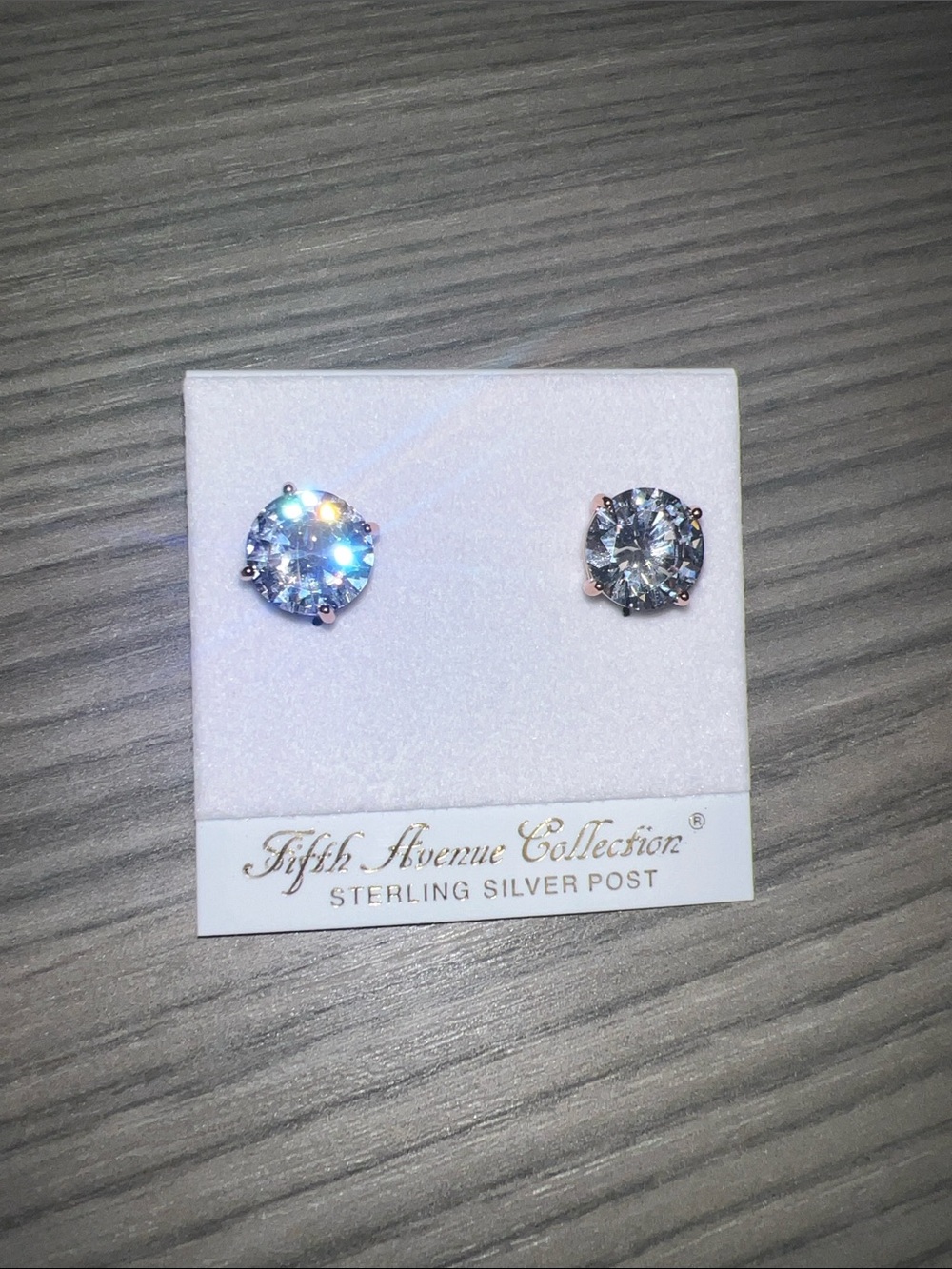Rose Gold Round Cubic Zirconia Stud Earrings - Clear